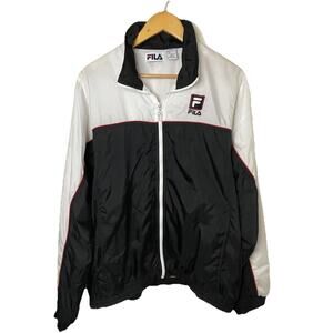 Vtg 90s FILA Black/White Windbreaker Jacket Logo Streetwear Skater Rapper Men XL